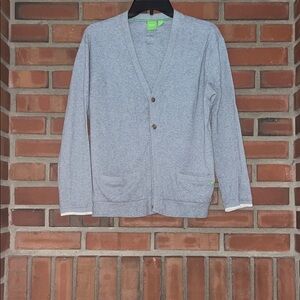 Boss unisex knit Gray Cardigan Sweater cardigan large nice used cotton blend